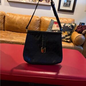 Susan Gail Black Shoulder Bag with Gold Accent